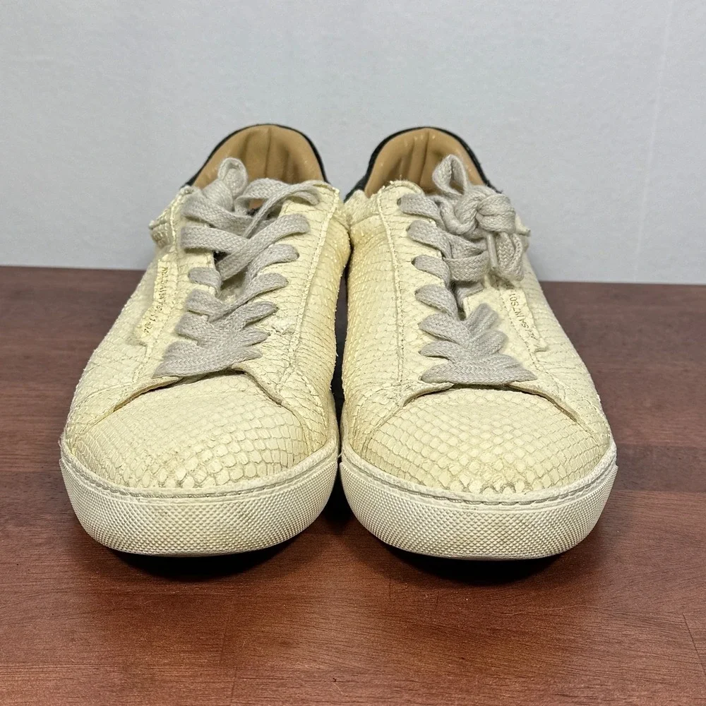 AllSaints Womens Snake Print Leather‎ Low Top Sneakers Cream Black Sz EU 39/8.5